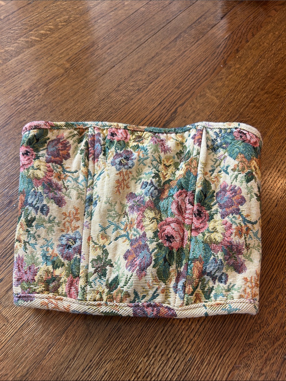 Tic Toc corset  Floral Tapestry Strapless Bustier Top - Pink Multi S